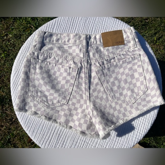Aero Purple and White Checkered Hi-Rise Denim Size 000R - Picture 4 of 6